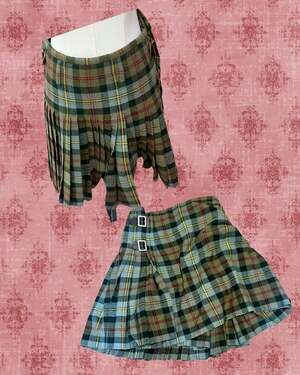 Authentic Scottish Tartan Kilt Skirt Leather Buckle 100% Wool Wrap Plaid M